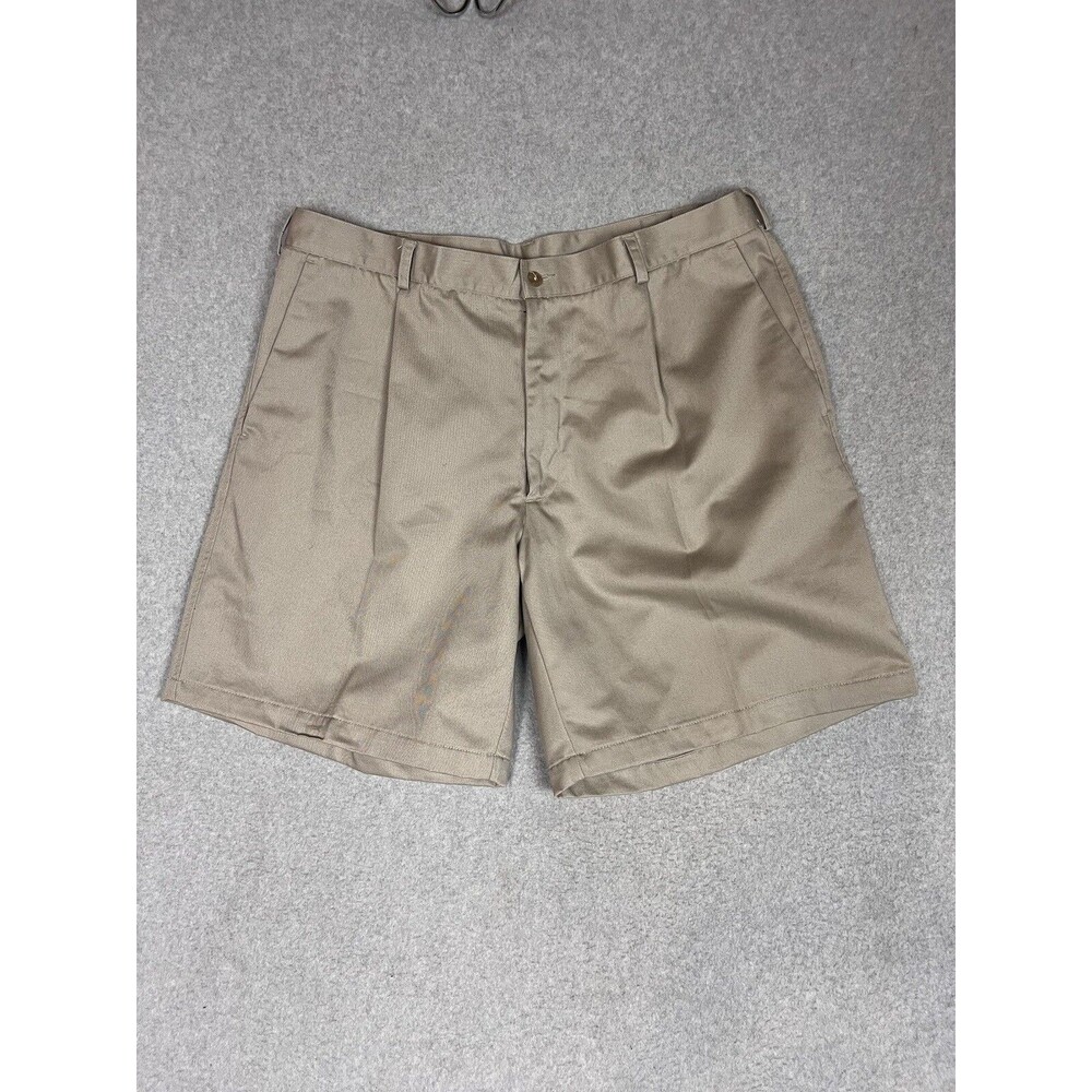 Mens Nike Golf Khaki Shorts Size 40 Pleated Beige Cotton
